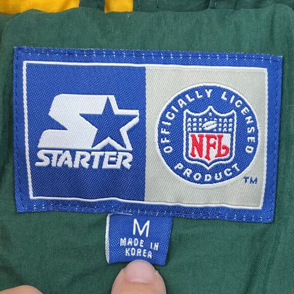 NEW Green Bay Packers NFL Starter Jacket Coat Green Yellow Hooded Pockets Men M - Picture 5 of 11